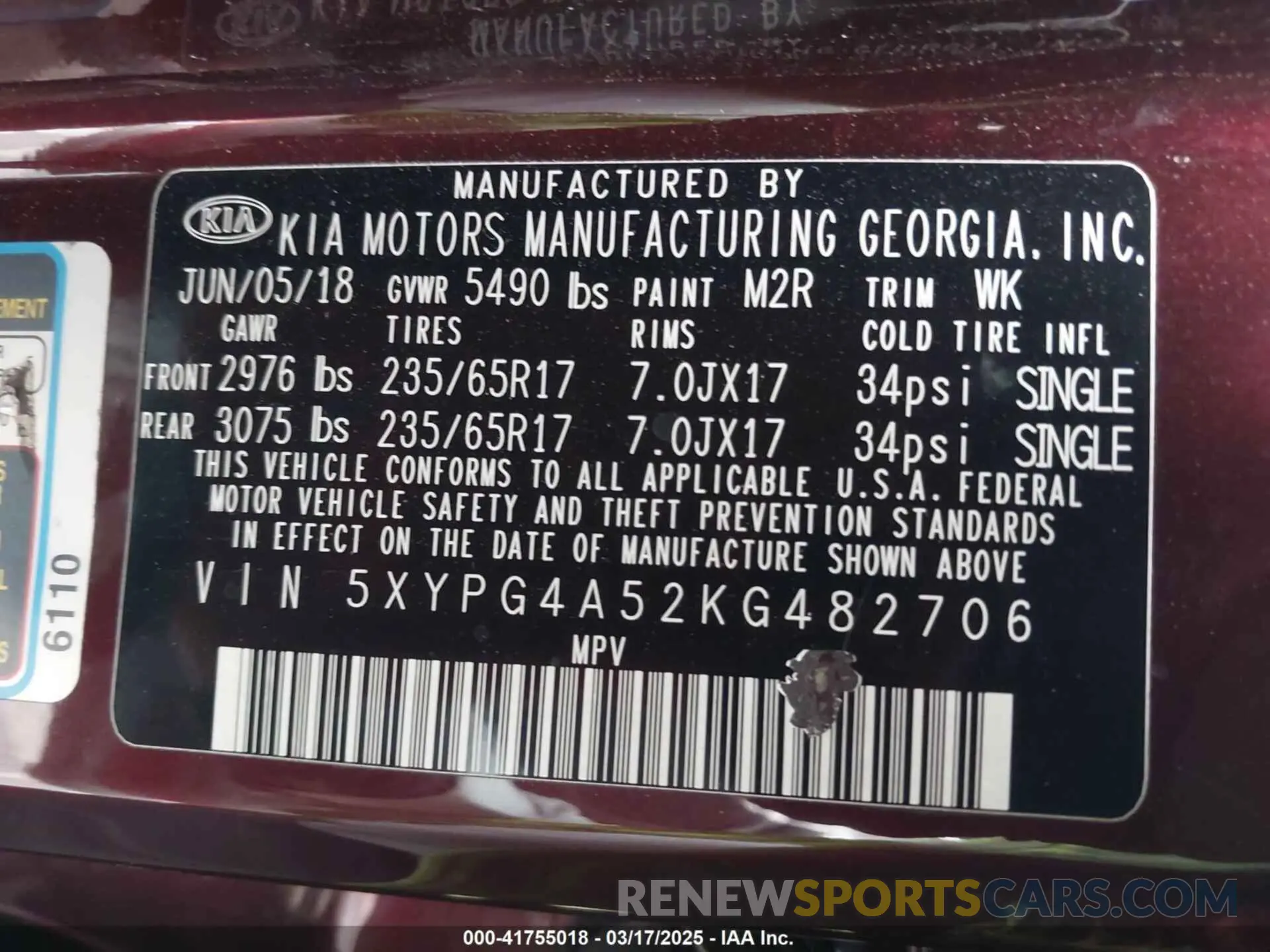 9 Photograph of a damaged car 5XYPG4A52KG482706 KIA SORENTO 2019