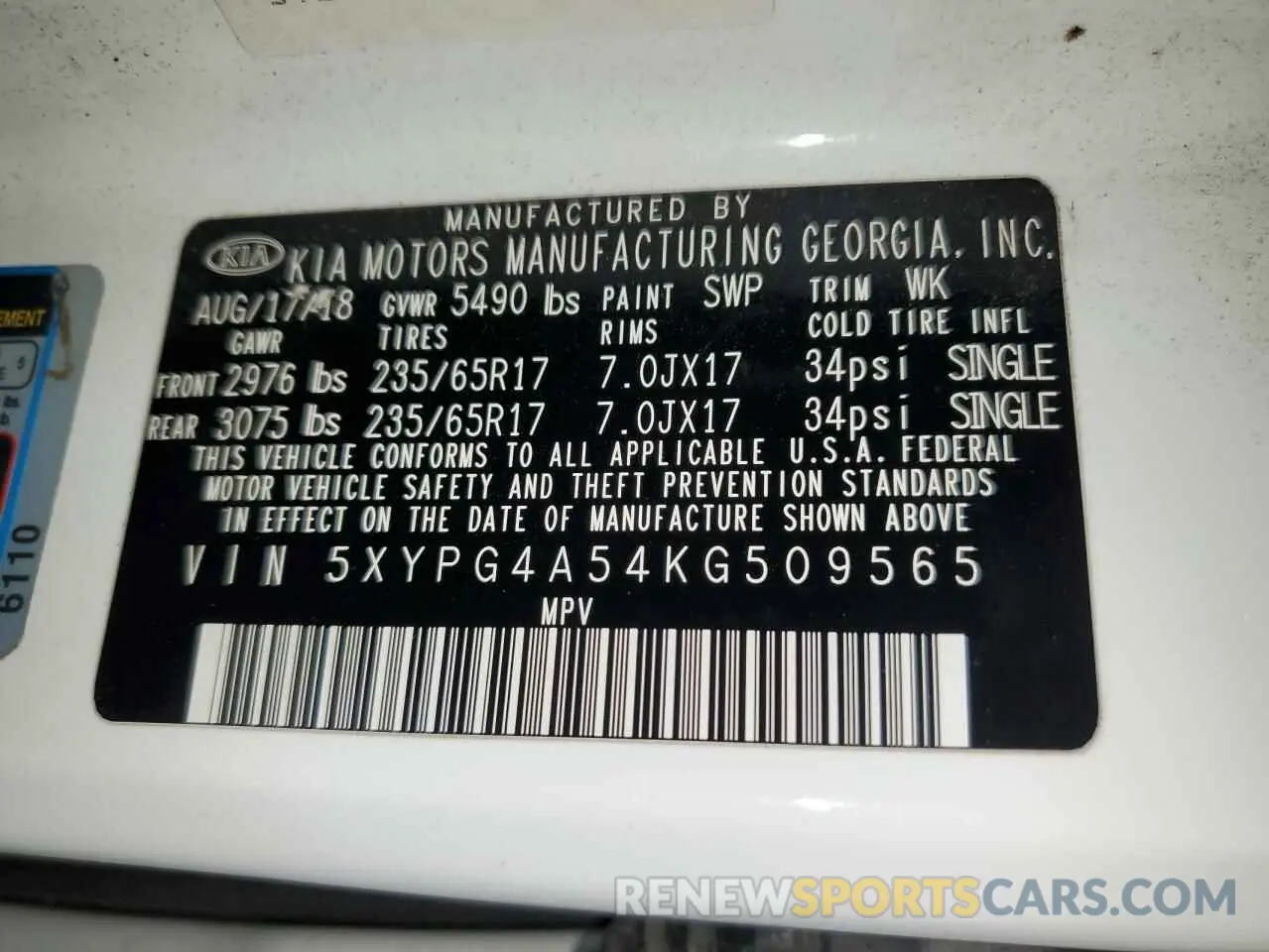 13 Photograph of a damaged car 5XYPG4A54KG509565 KIA SORENTO 2019