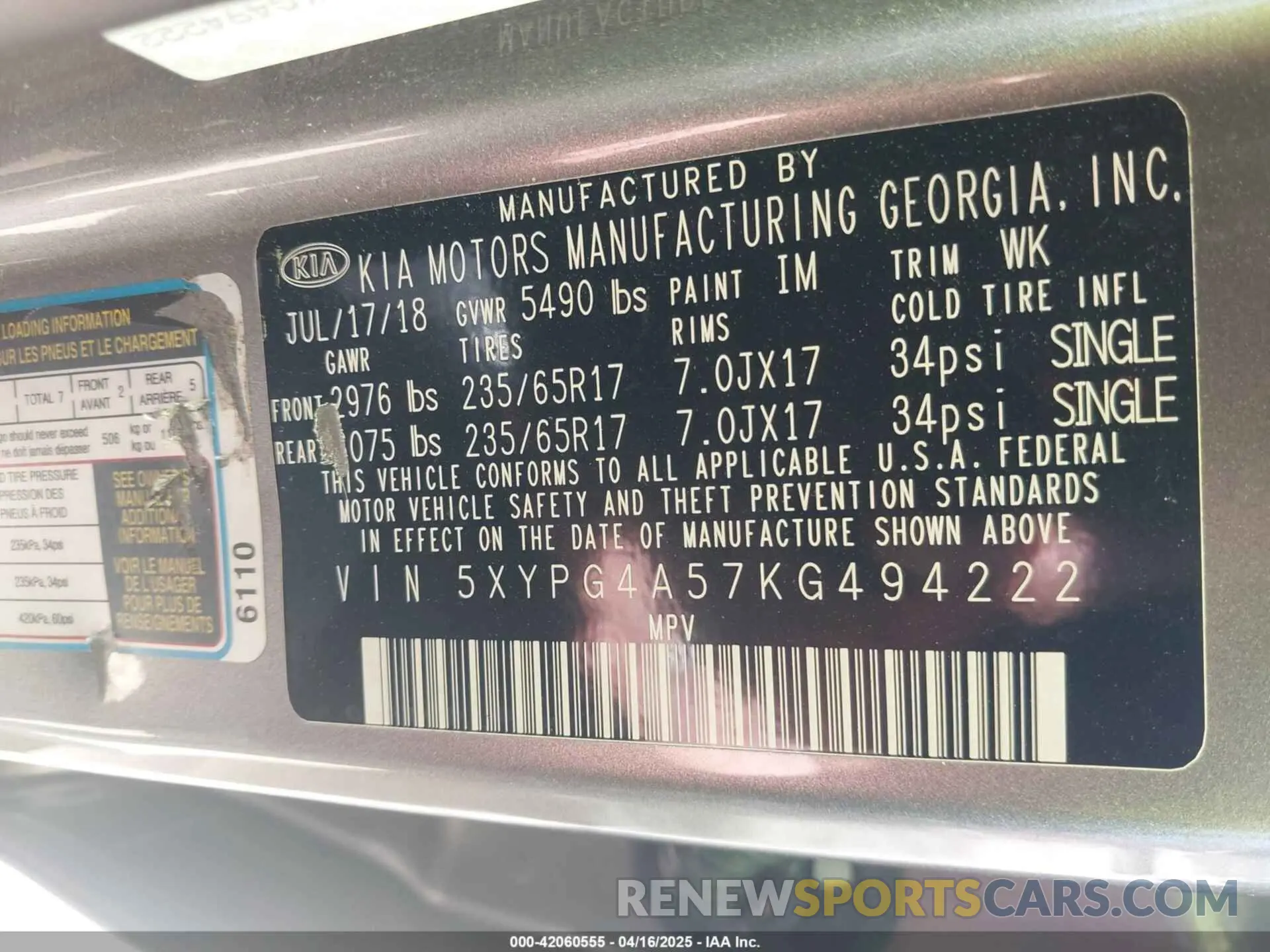 9 Photograph of a damaged car 5XYPG4A57KG494222 KIA SORENTO 2019