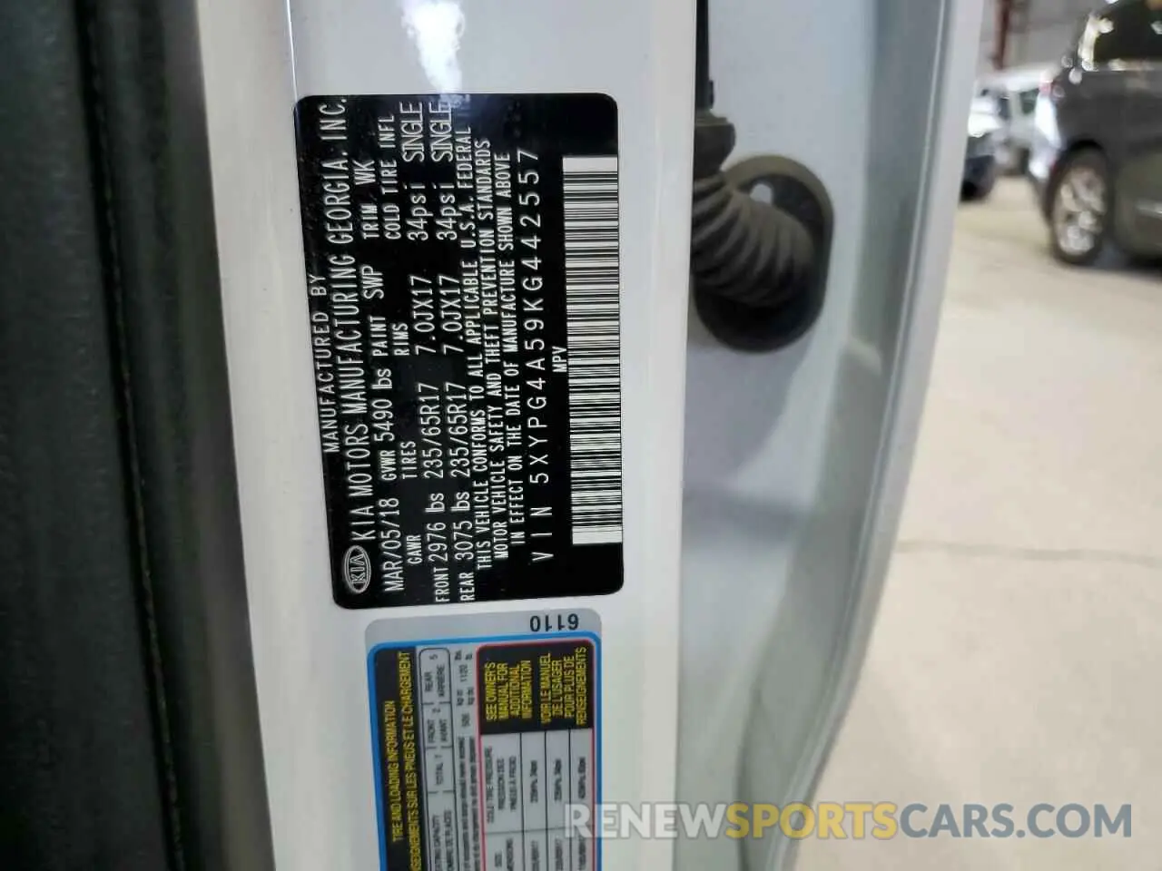 13 Photograph of a damaged car 5XYPG4A59KG442557 KIA SORENTO 2019