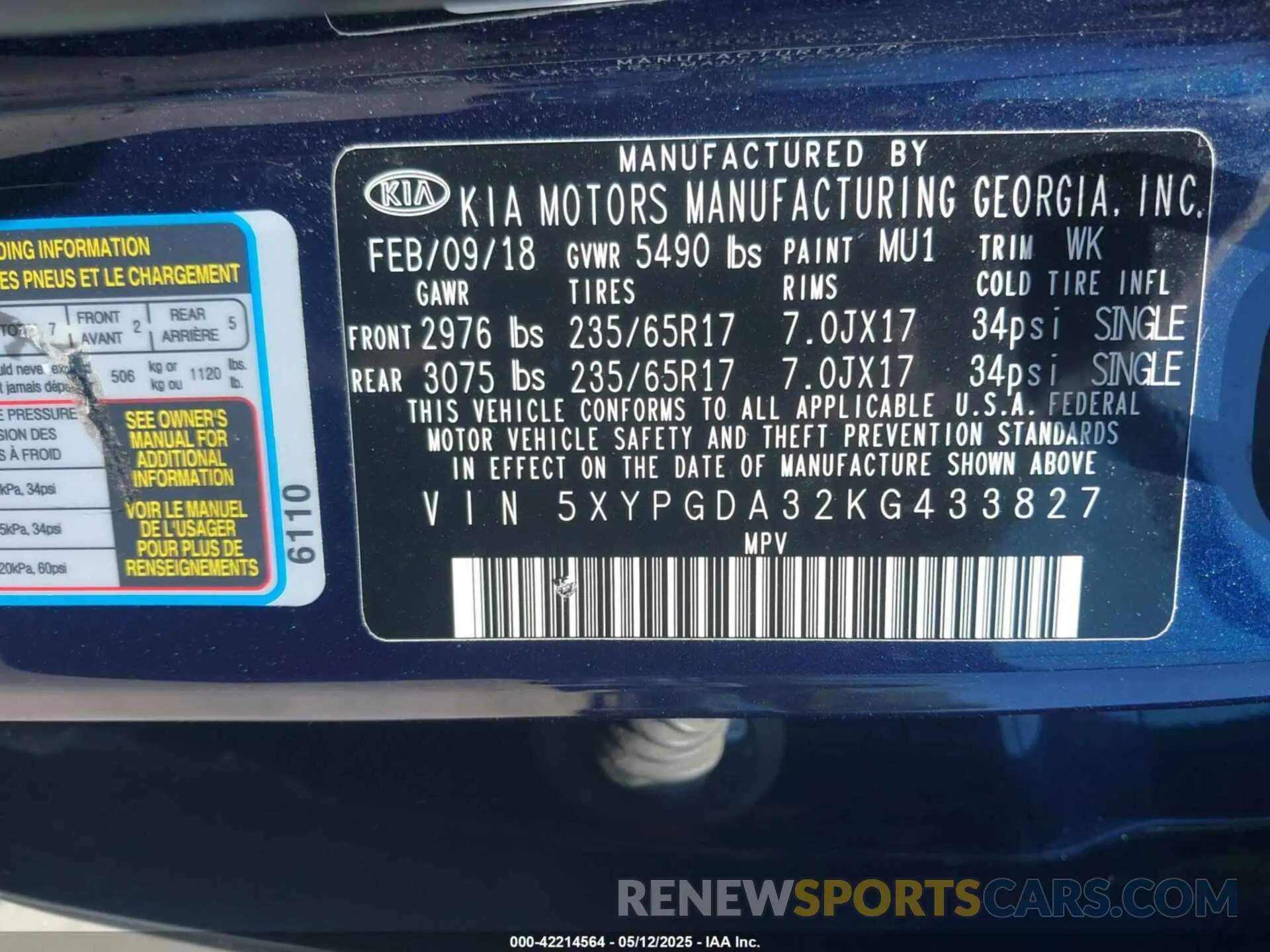 9 Photograph of a damaged car 5XYPGDA32KG433827 KIA SORENTO 2019
