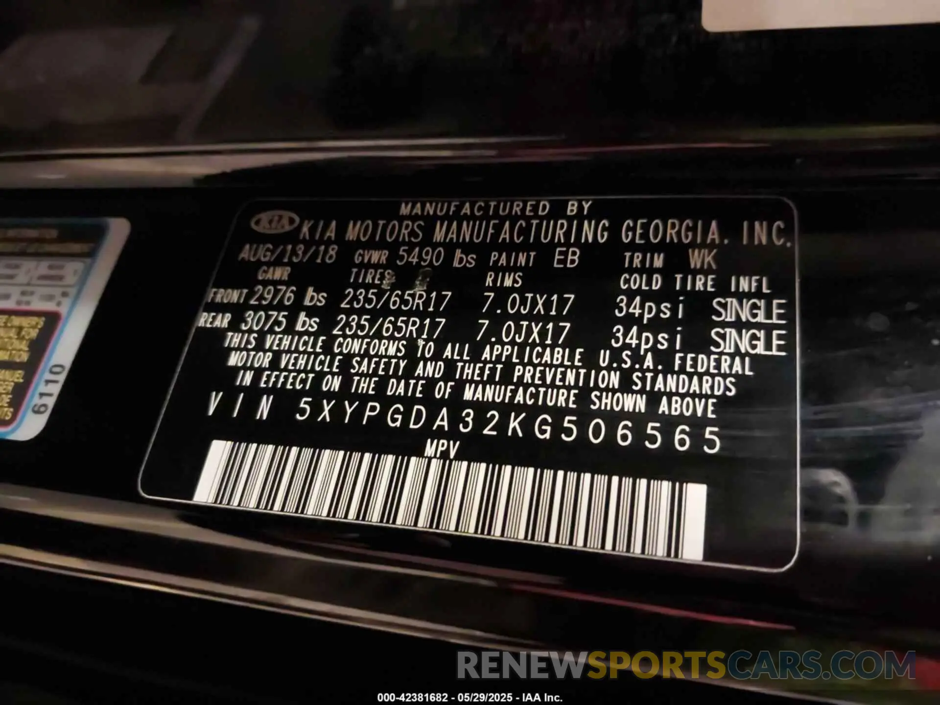 9 Photograph of a damaged car 5XYPGDA32KG506565 KIA SORENTO 2019