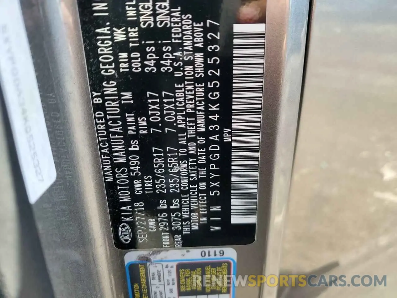 12 Photograph of a damaged car 5XYPGDA34KG525327 KIA SORENTO 2019