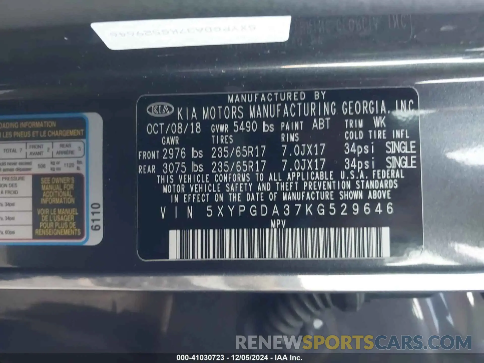 9 Photograph of a damaged car 5XYPGDA37KG529646 KIA SORENTO 2019