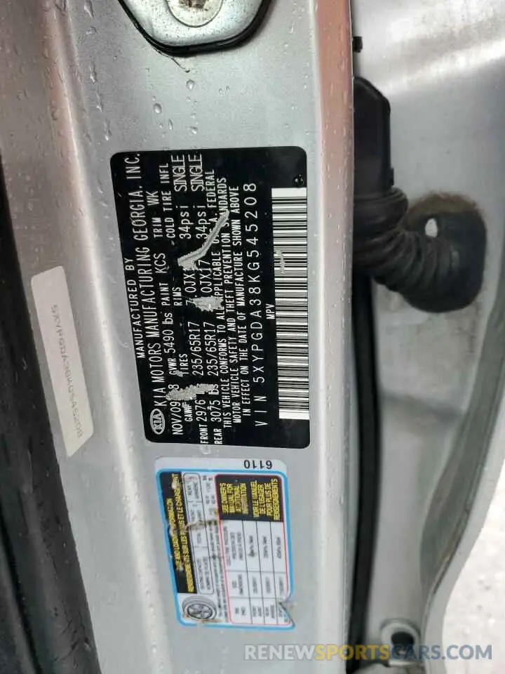 14 Photograph of a damaged car 5XYPGDA38KG545208 KIA SORENTO 2019