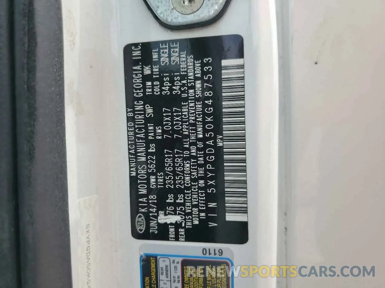 13 Photograph of a damaged car 5XYPGDA50KG487533 KIA SORENTO 2019