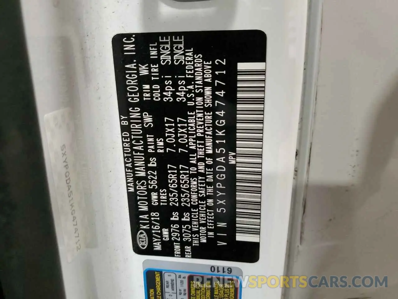 13 Photograph of a damaged car 5XYPGDA51KG474712 KIA SORENTO 2019