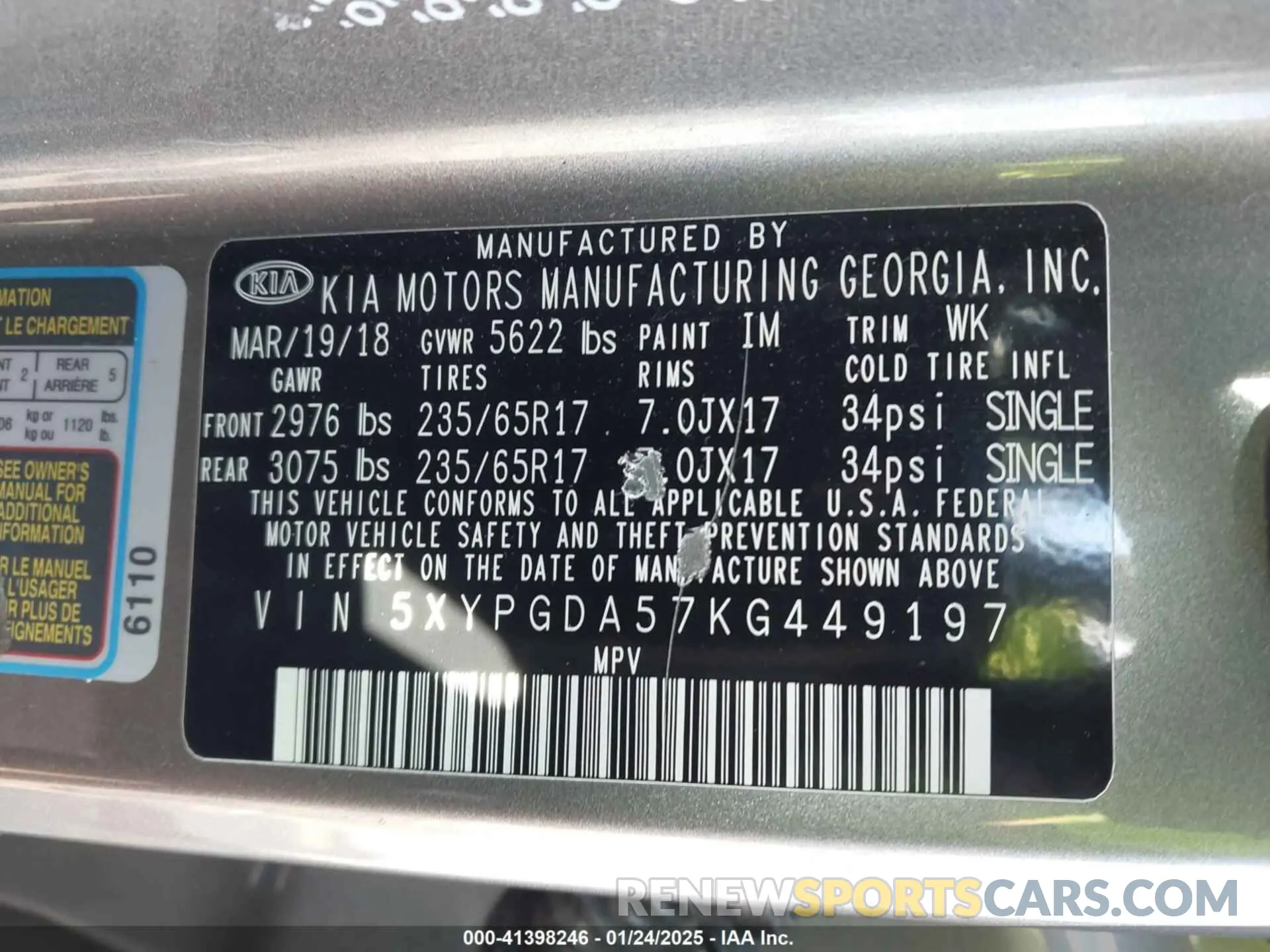 9 Photograph of a damaged car 5XYPGDA57KG449197 KIA SORENTO 2019