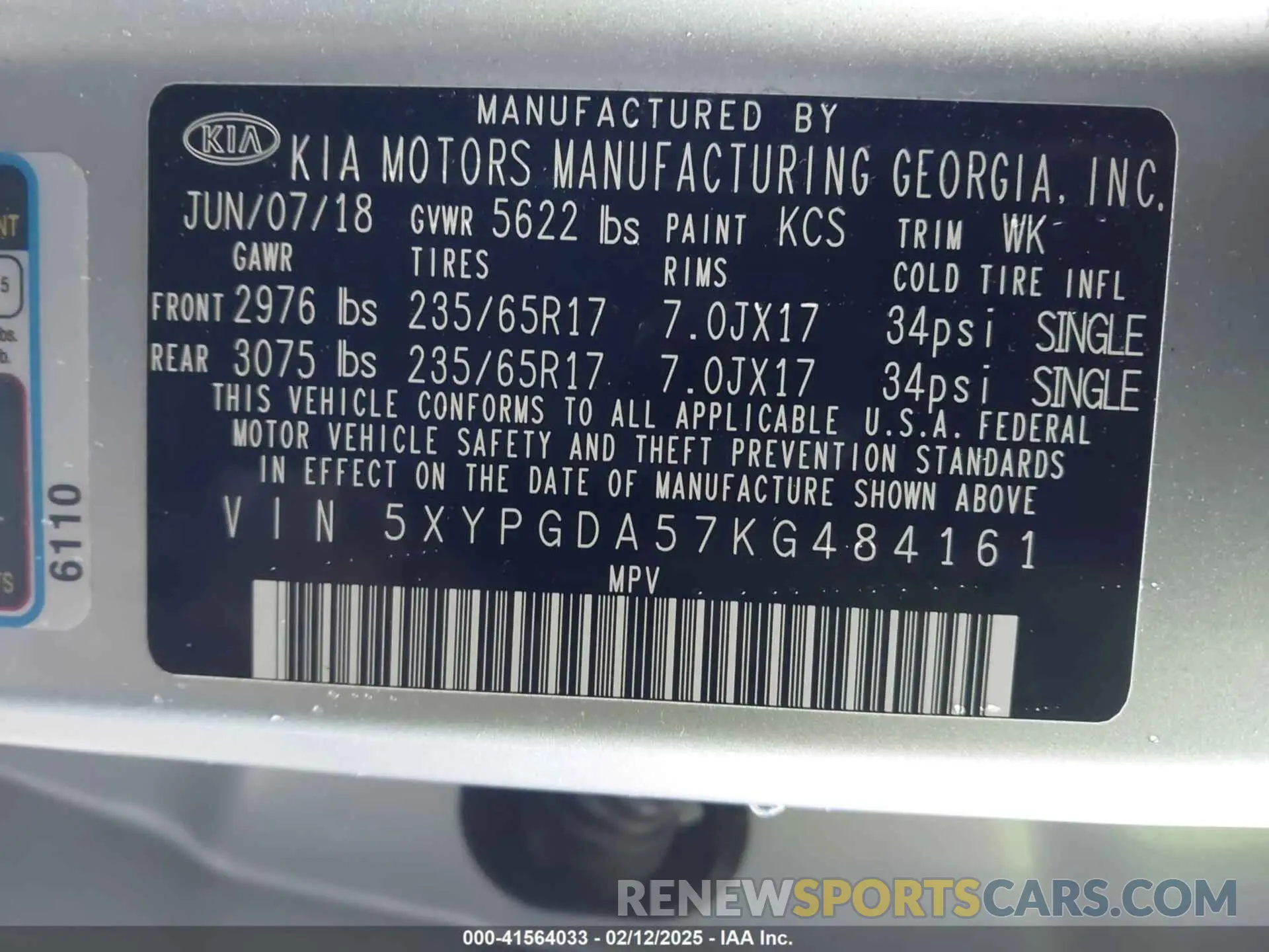 9 Photograph of a damaged car 5XYPGDA57KG484161 KIA SORENTO 2019