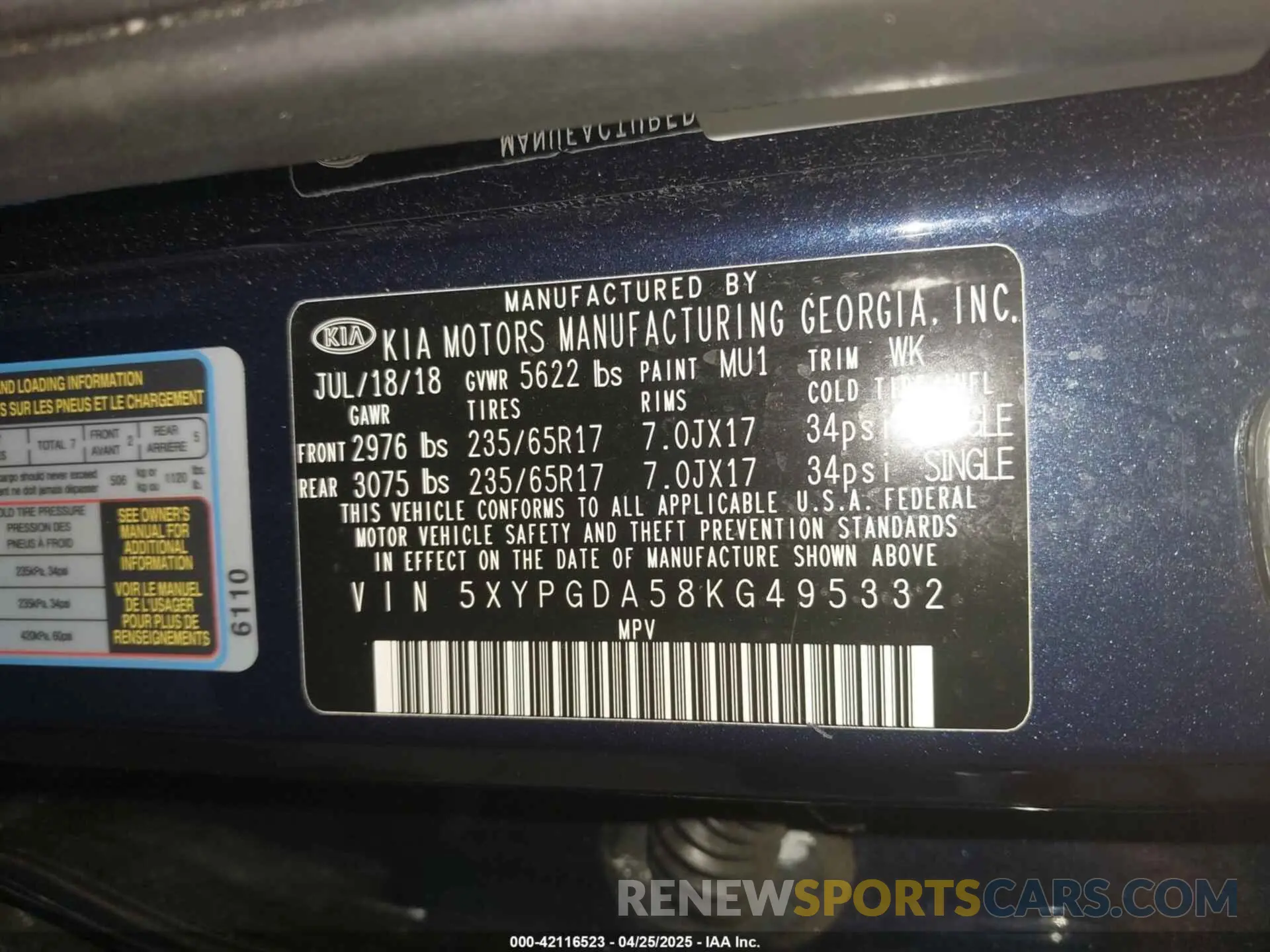 9 Photograph of a damaged car 5XYPGDA58KG495332 KIA SORENTO 2019