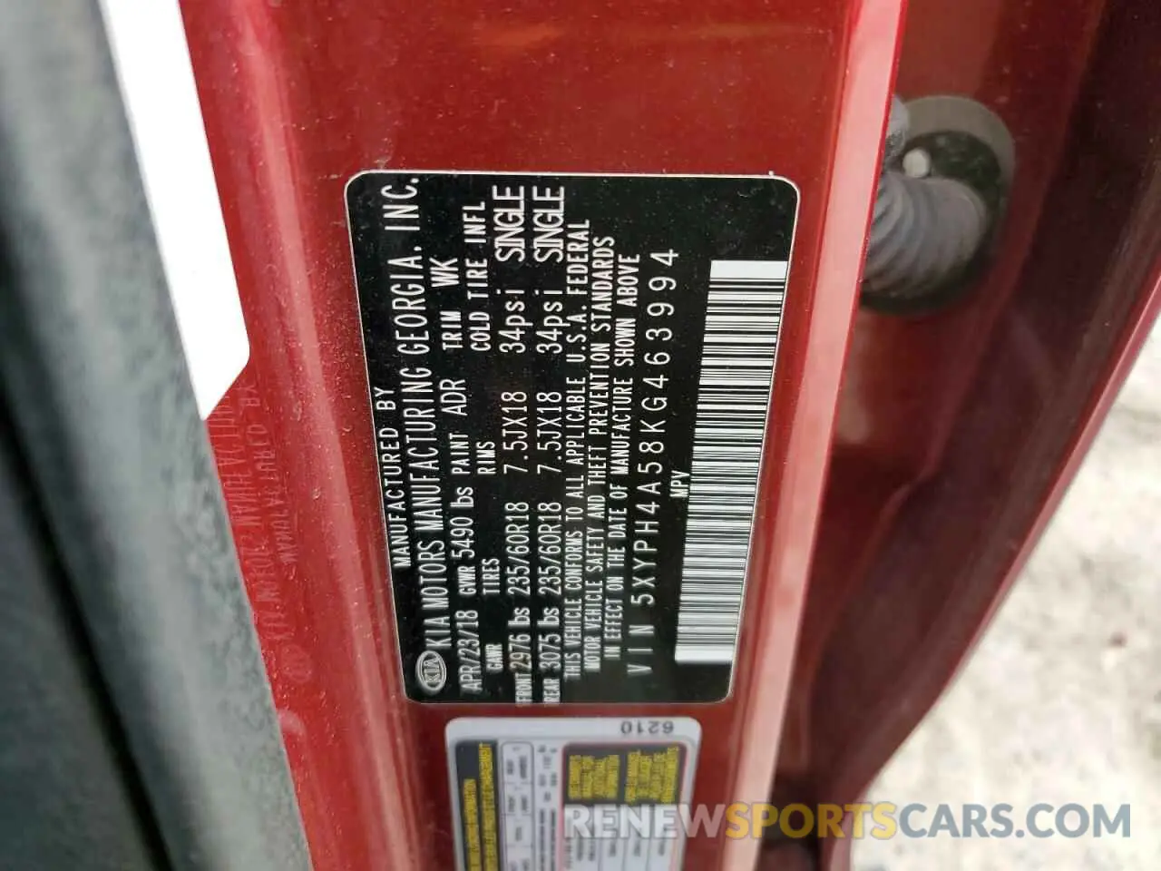 14 Photograph of a damaged car 5XYPH4A58KG463994 KIA SORENTO 2019