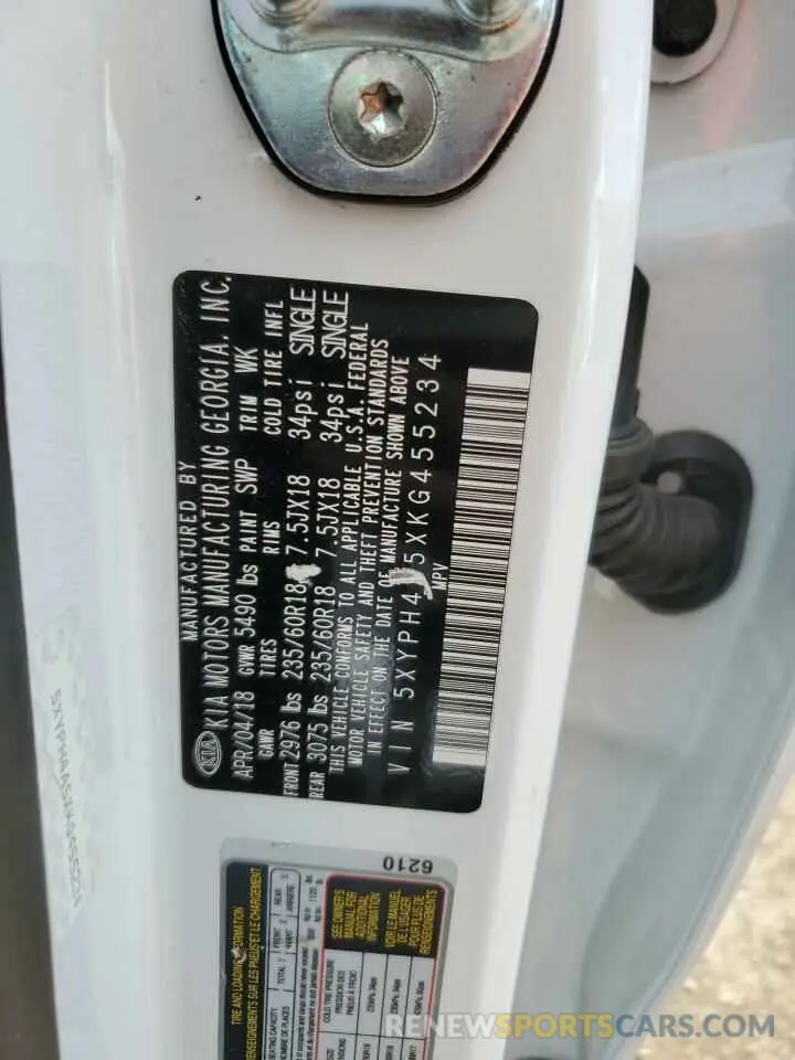 14 Photograph of a damaged car 5XYPH4A5XKG455234 KIA SORENTO 2019