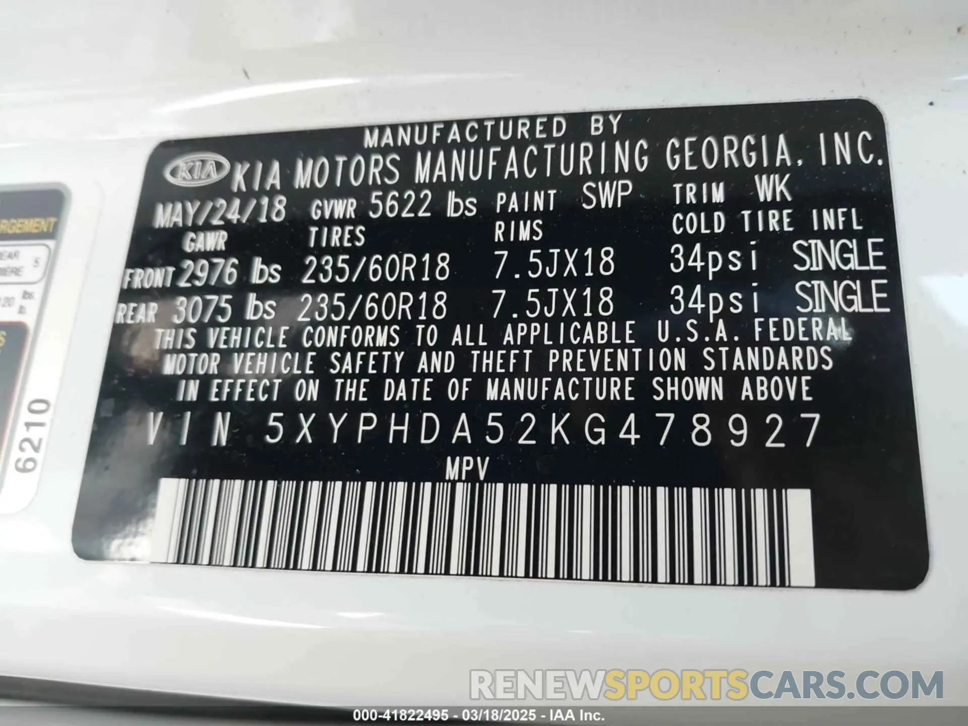 9 Photograph of a damaged car 5XYPHDA52KG478927 KIA SORENTO 2019