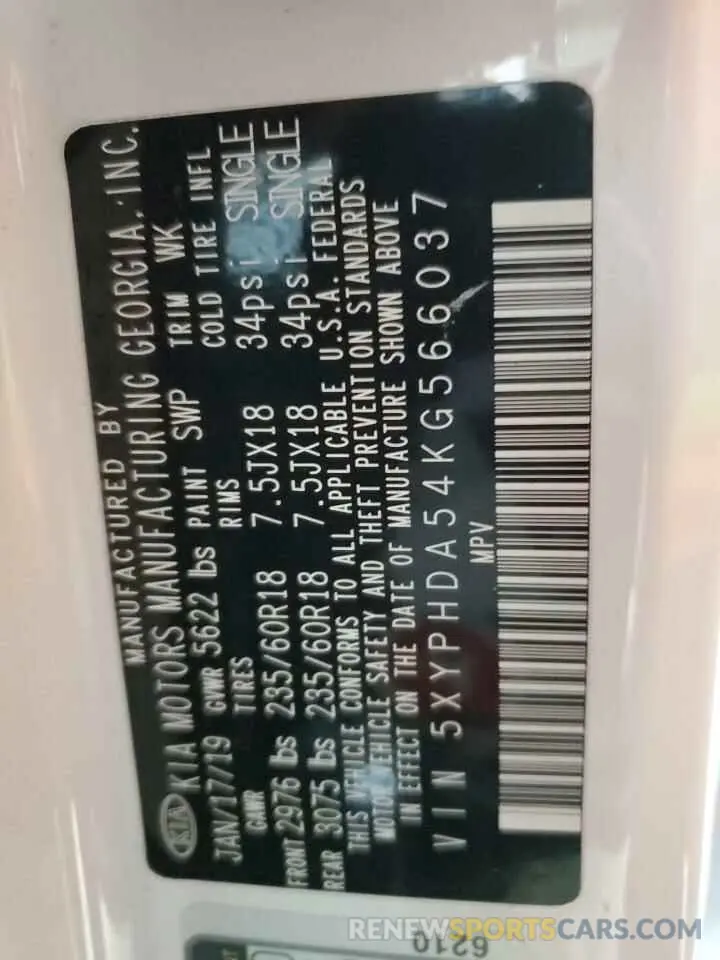 14 Photograph of a damaged car 5XYPHDA54KG566037 KIA SORENTO 2019
