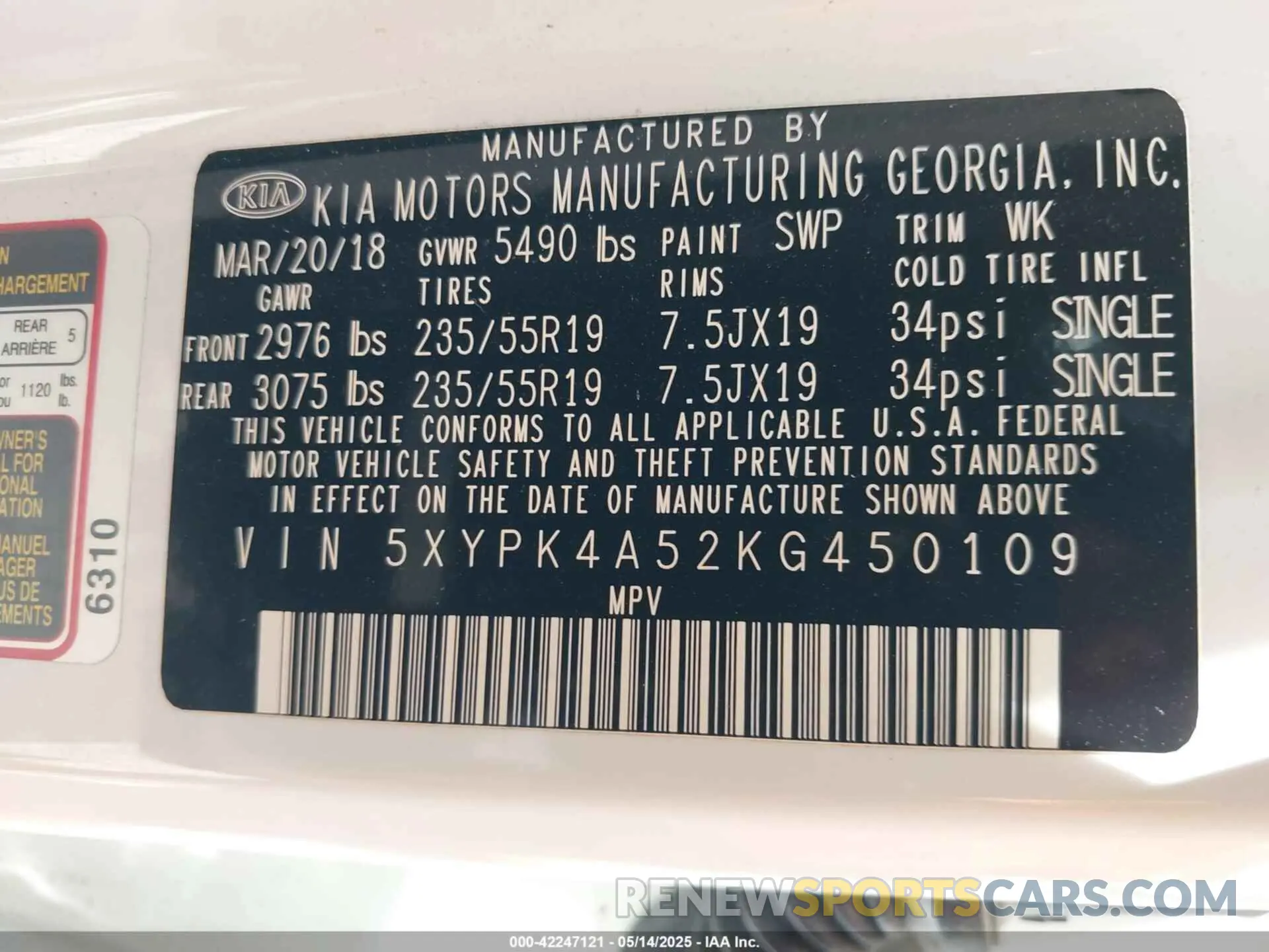 9 Photograph of a damaged car 5XYPK4A52KG450109 KIA SORENTO 2019