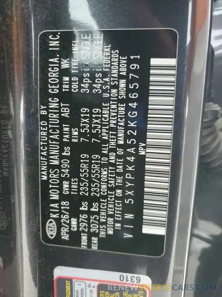13 Photograph of a damaged car 5XYPK4A52KG465791 KIA SORENTO 2019