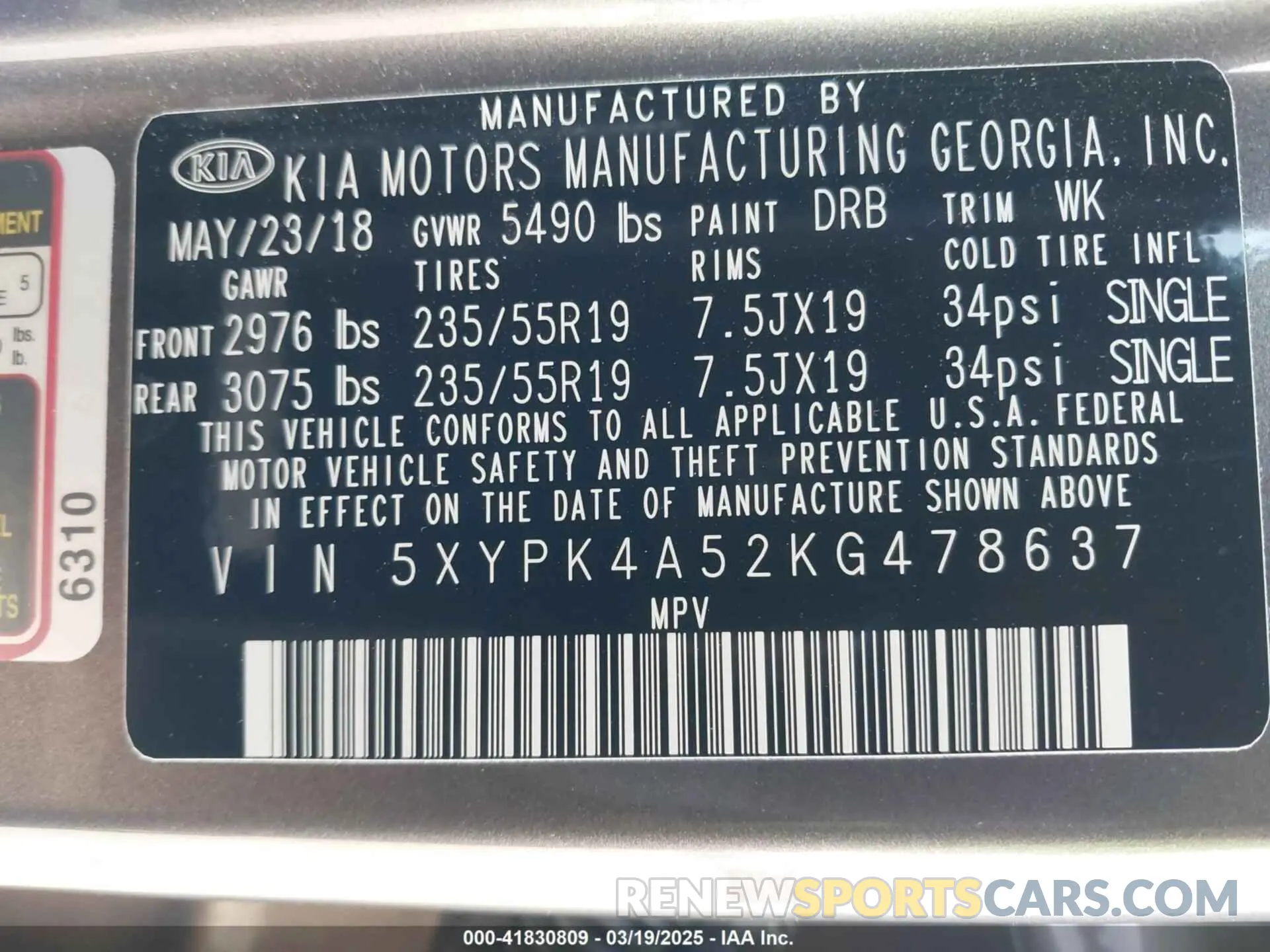 9 Photograph of a damaged car 5XYPK4A52KG478637 KIA SORENTO 2019