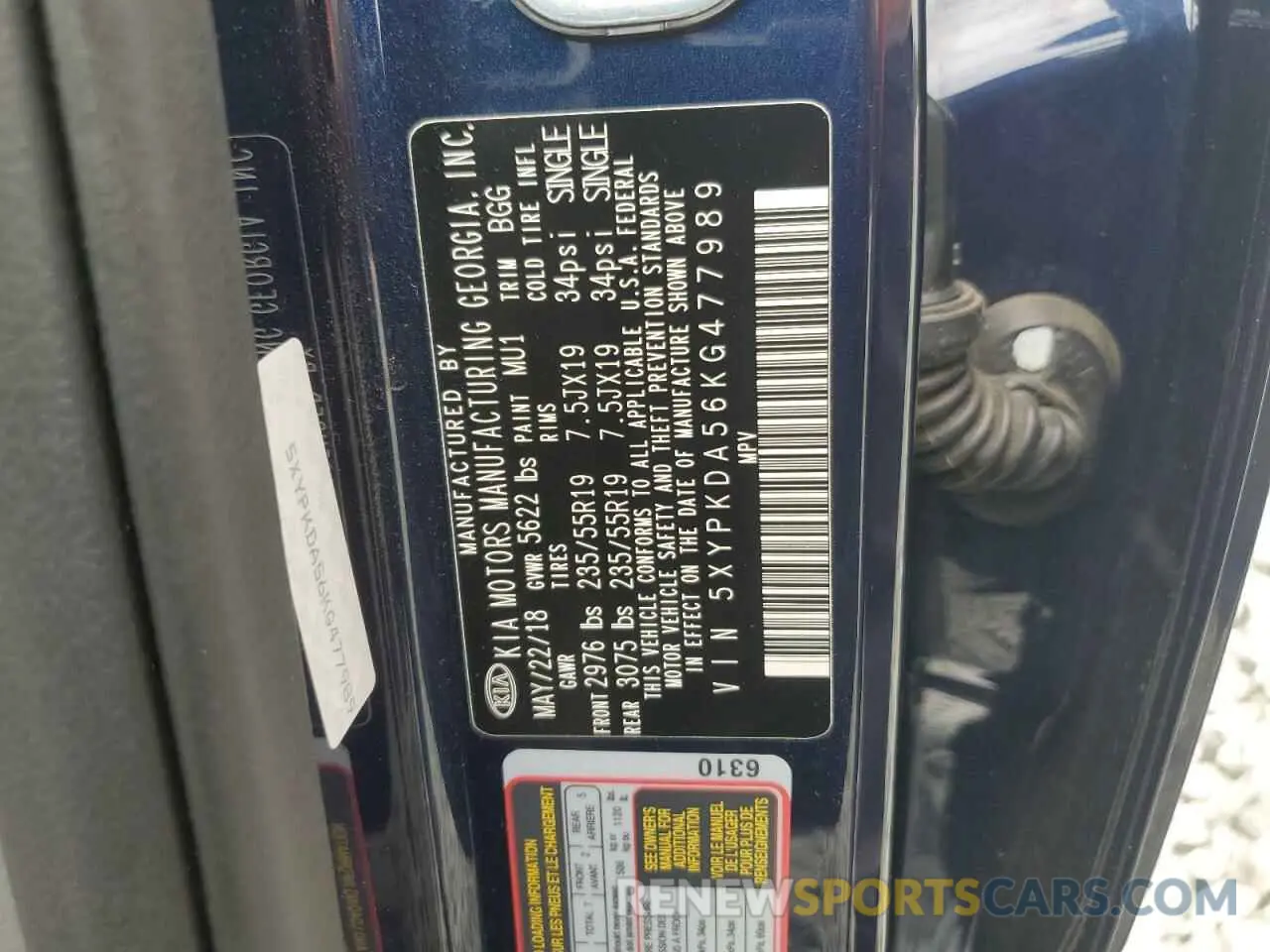 13 Photograph of a damaged car 5XYPKDA56KG477989 KIA SORENTO 2019