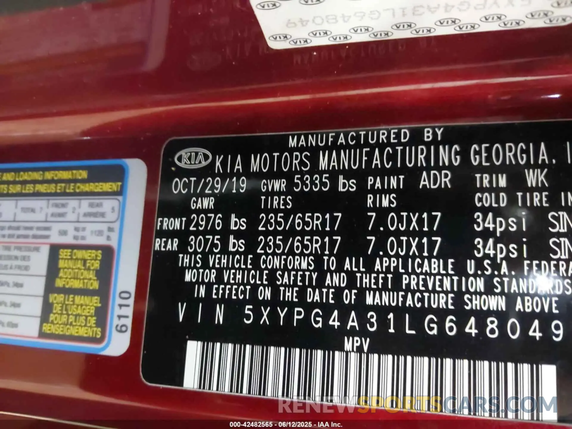 9 Photograph of a damaged car 5XYPG4A31LG648049 KIA SORENTO 2020