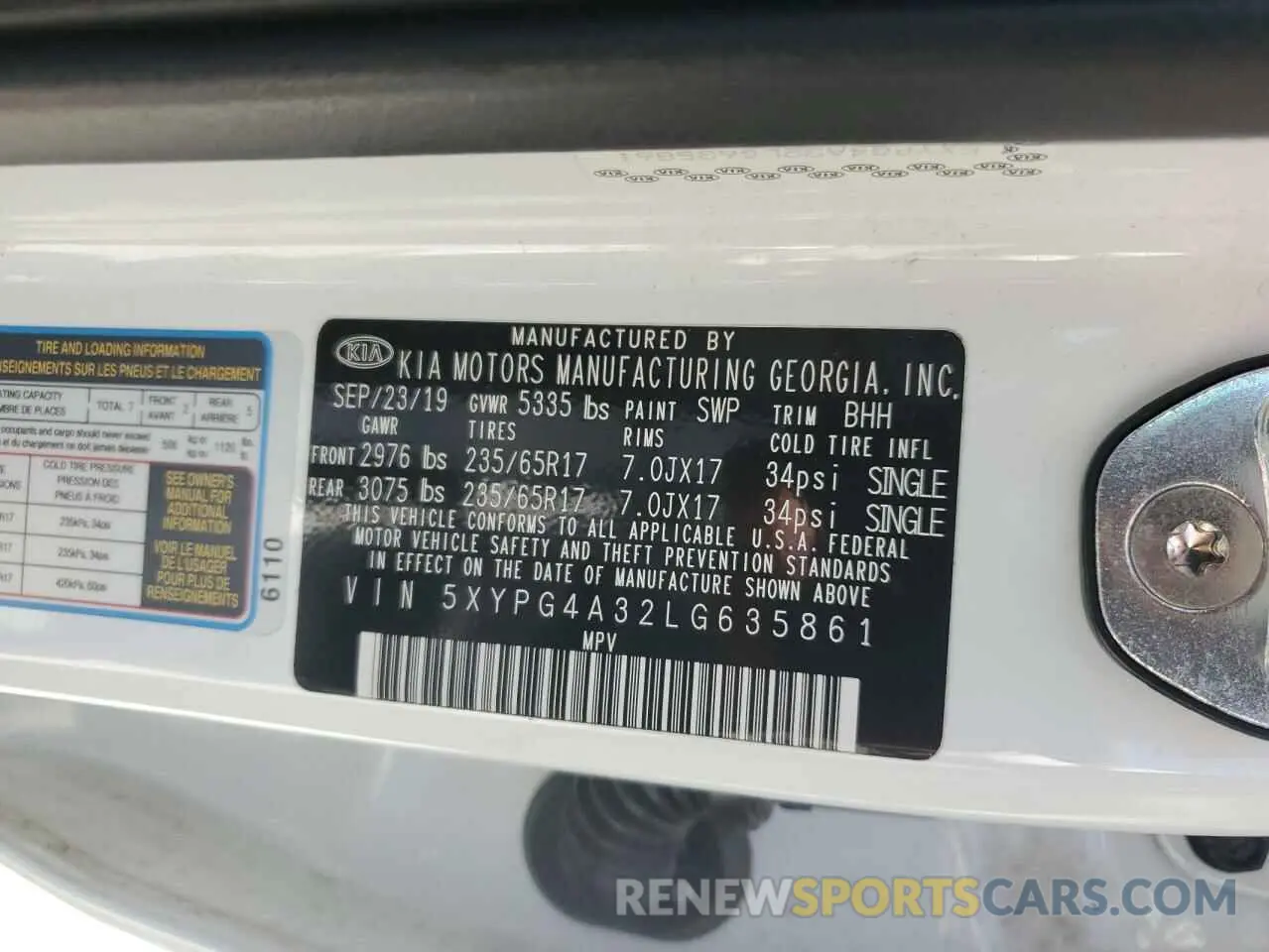 13 Photograph of a damaged car 5XYPG4A32LG635861 KIA SORENTO 2020