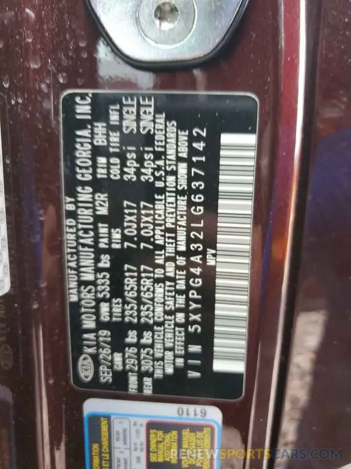 15 Photograph of a damaged car 5XYPG4A32LG637142 KIA SORENTO 2020