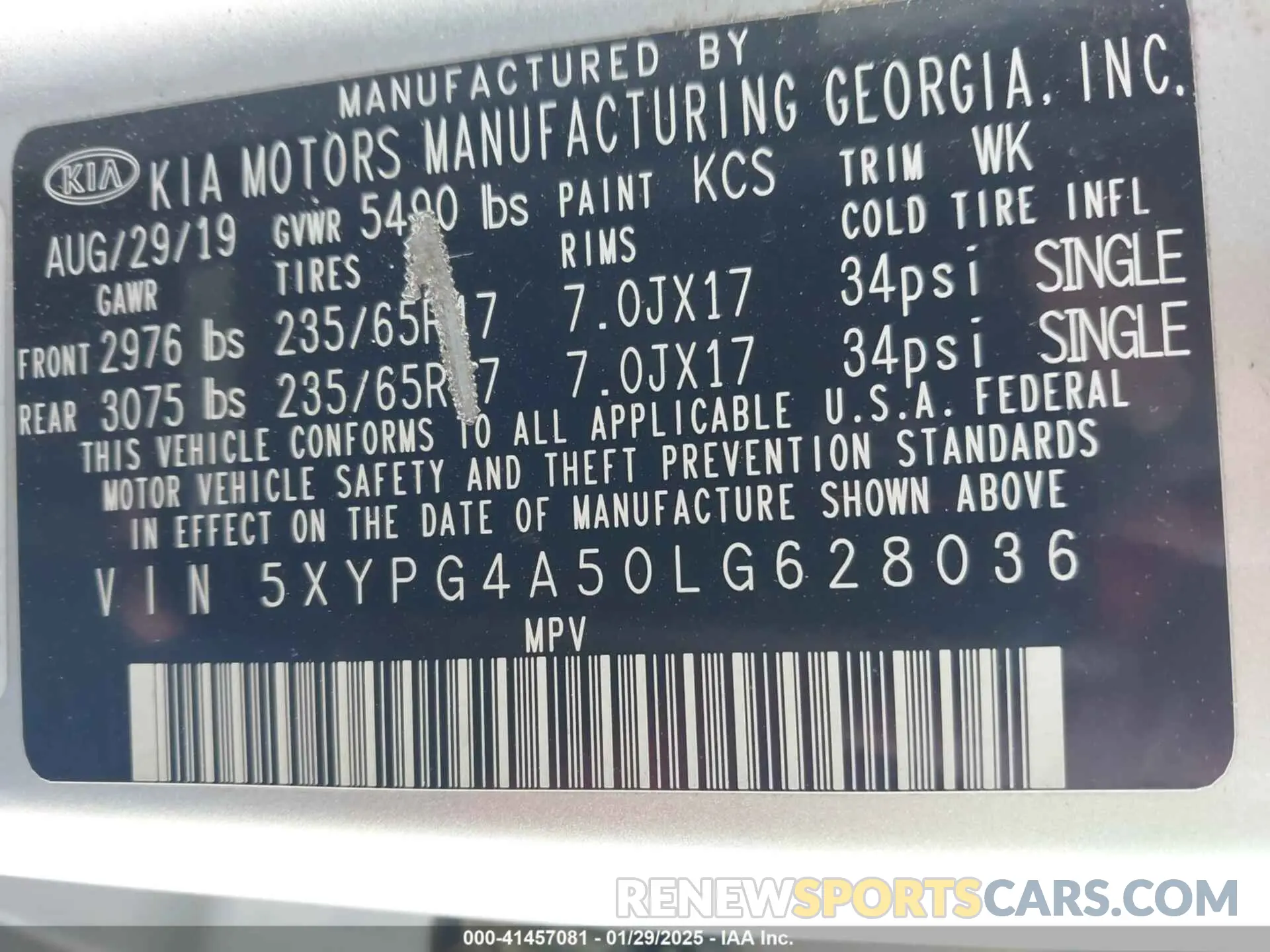 9 Photograph of a damaged car 5XYPG4A50LG628036 KIA SORENTO 2020