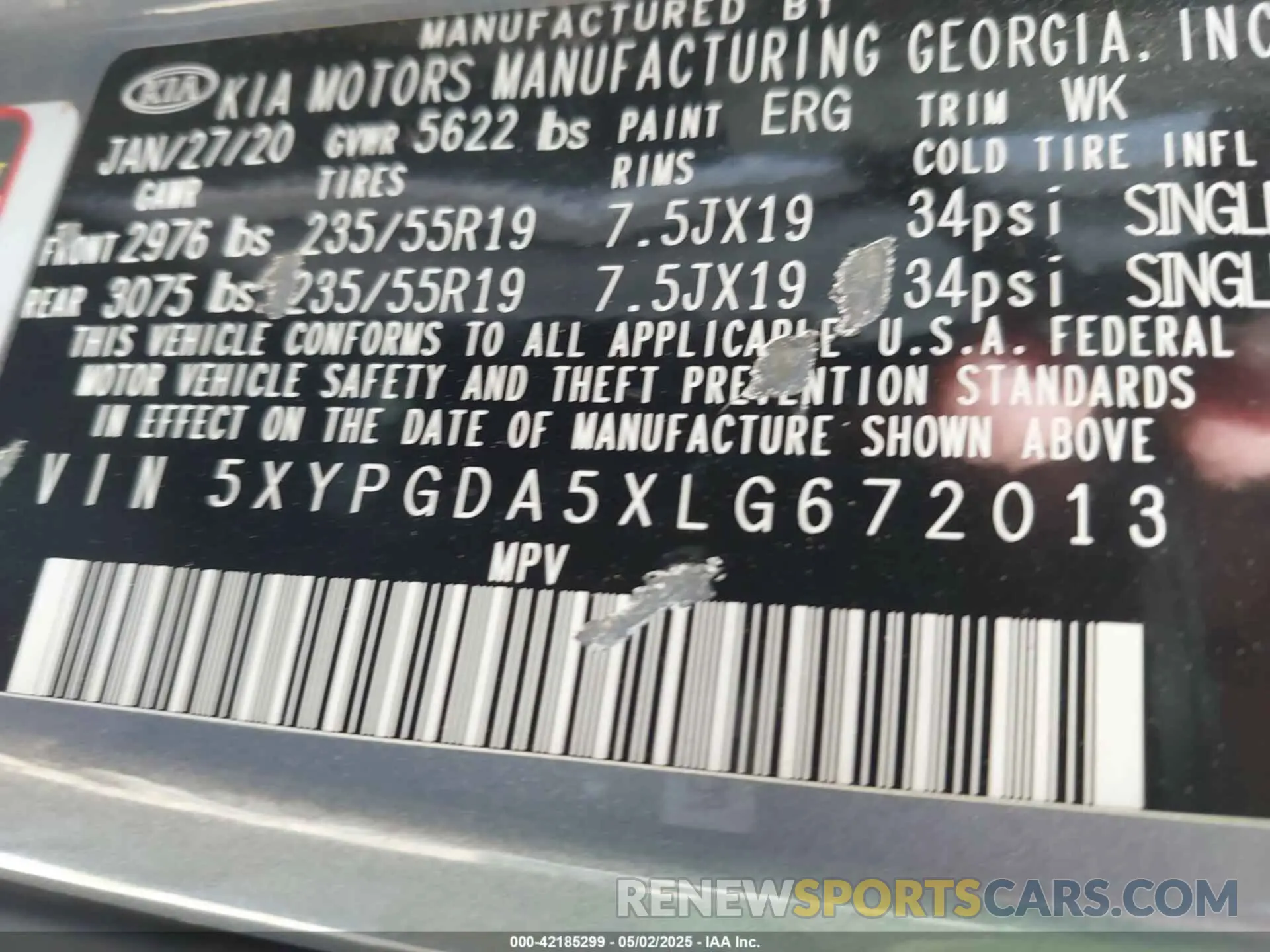 9 Photograph of a damaged car 5XYPGDA5XLG672013 KIA SORENTO 2020