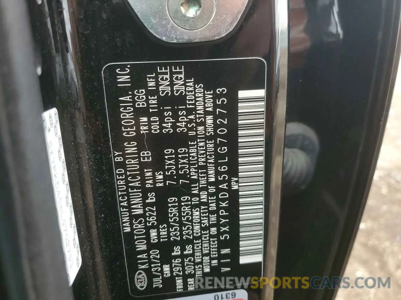 13 Photograph of a damaged car 5XYPKDA56LG702753 KIA SORENTO 2020