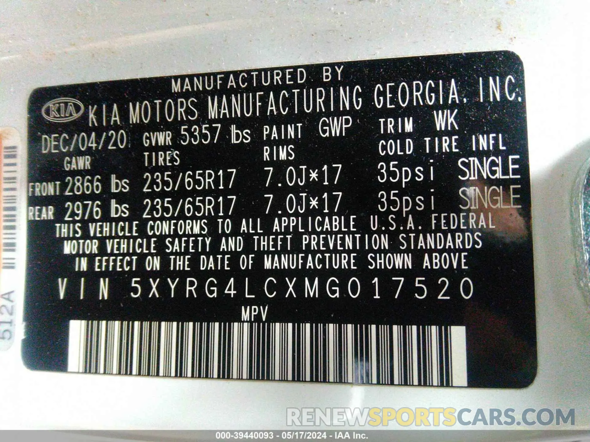 9 Photograph of a damaged car 5XYRG4LCXMG017520 KIA SORENTO 2021