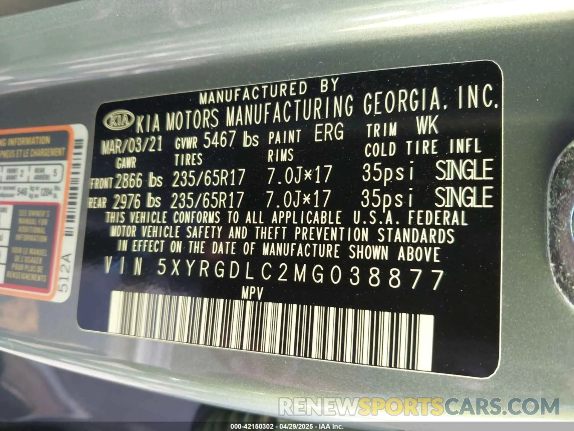 9 Photograph of a damaged car 5XYRGDLC2MG038877 KIA SORENTO 2021