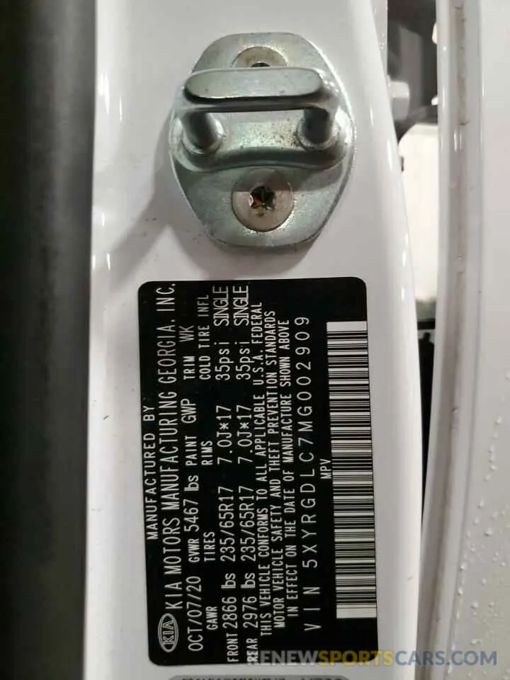 16 Photograph of a damaged car 5XYRGDLC7MG002909 KIA SORENTO 2021