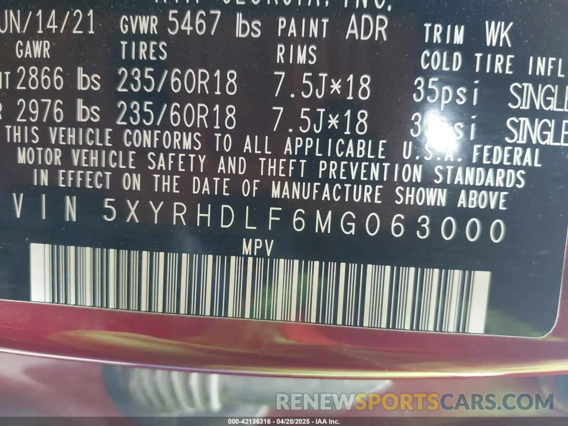 9 Photograph of a damaged car 5XYRHDLF6MG063000 KIA SORENTO 2021