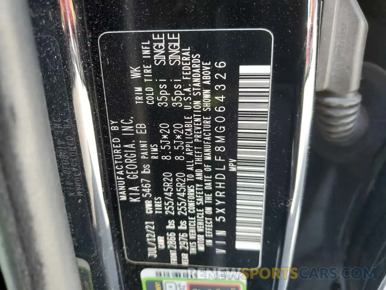 14 Photograph of a damaged car 5XYRHDLF8MG064326 KIA SORENTO 2021