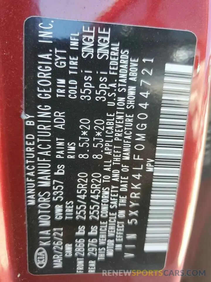 14 Photograph of a damaged car 5XYRK4LF0MG044721 KIA SORENTO 2021