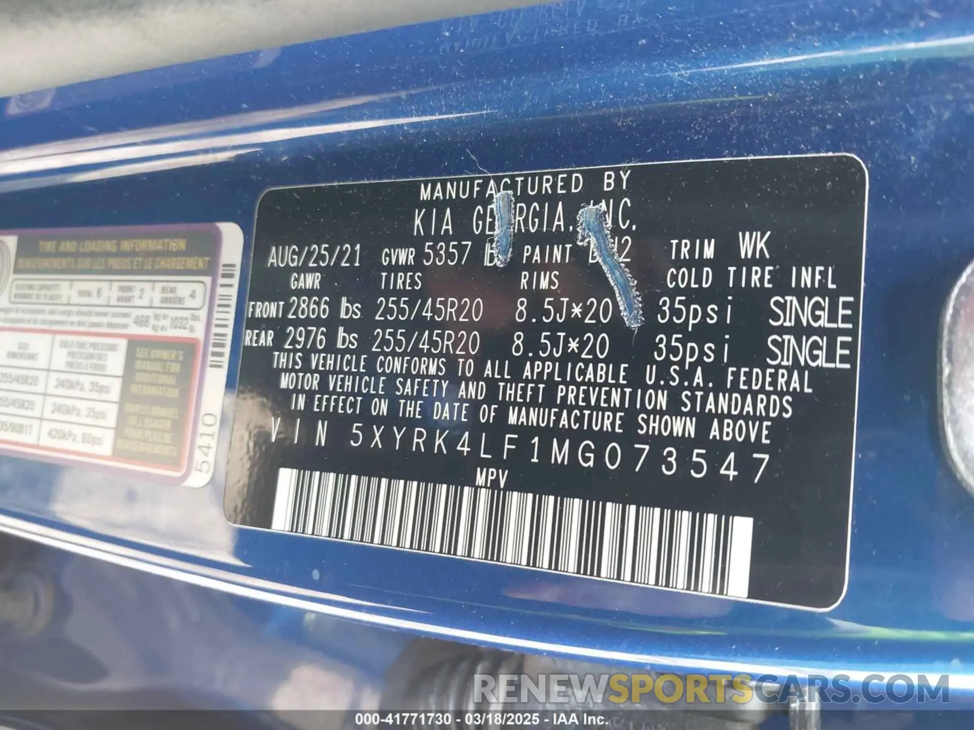 9 Photograph of a damaged car 5XYRK4LF1MG073547 KIA SORENTO 2021