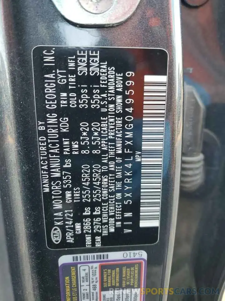 14 Photograph of a damaged car 5XYRK4LFXMG049599 KIA SORENTO 2021
