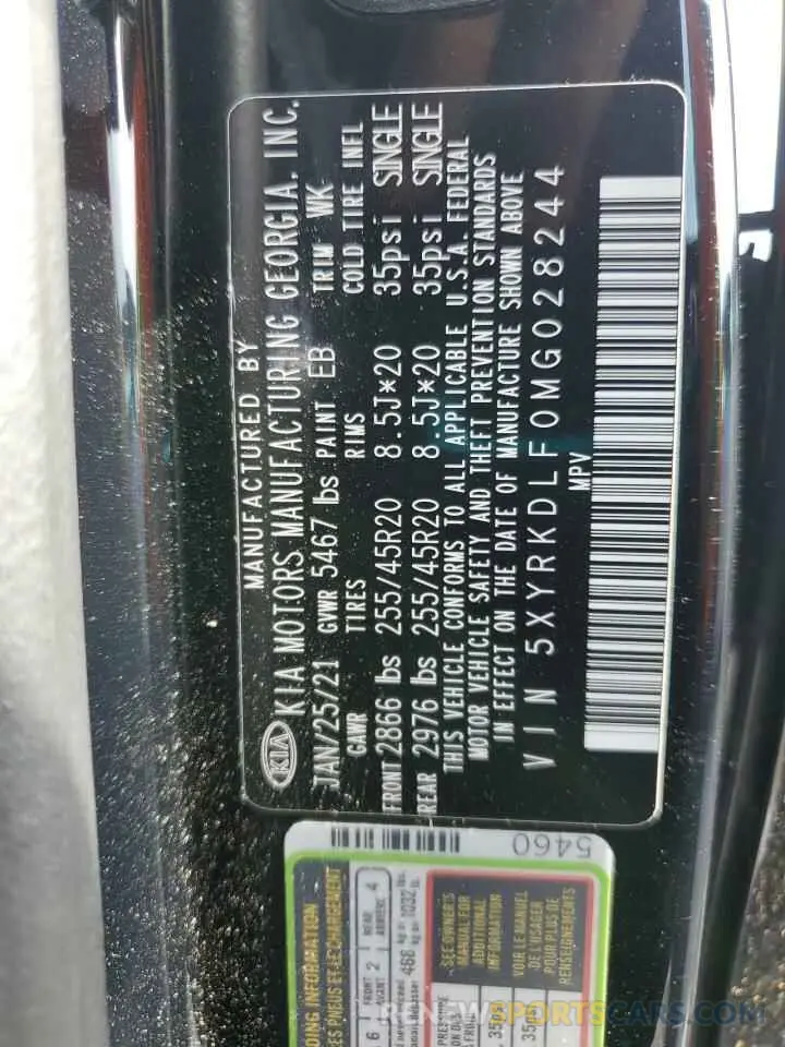 13 Photograph of a damaged car 5XYRKDLF0MG028244 KIA SORENTO 2021