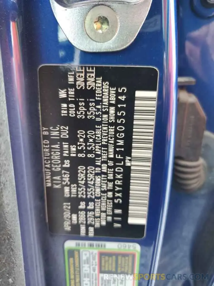 13 Photograph of a damaged car 5XYRKDLF1MG055145 KIA SORENTO 2021