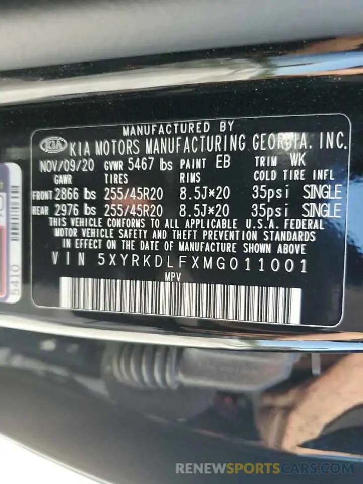 13 Photograph of a damaged car 5XYRKDLFXMG011001 KIA SORENTO 2021