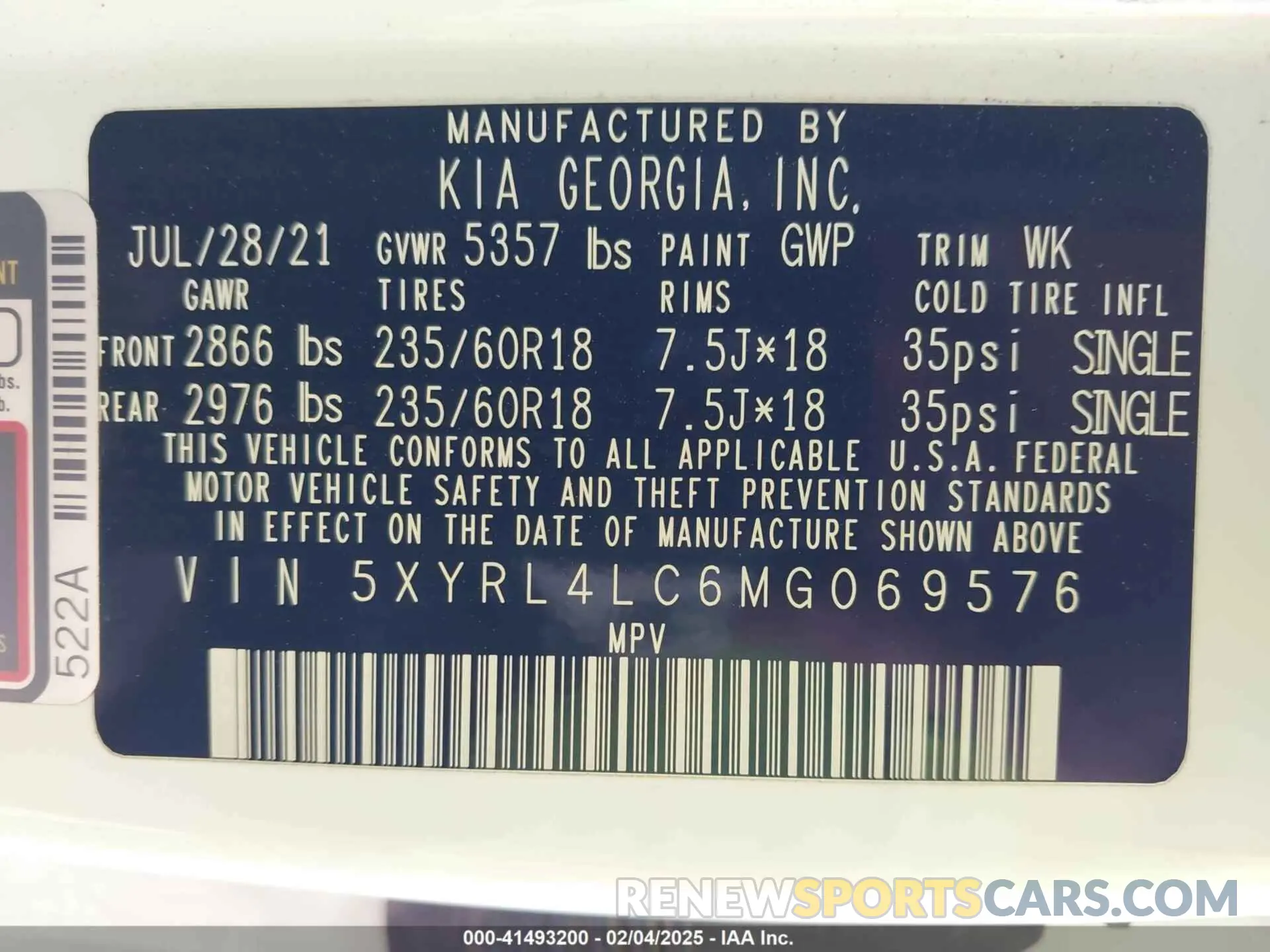 9 Photograph of a damaged car 5XYRL4LC6MG069576 KIA SORENTO 2021