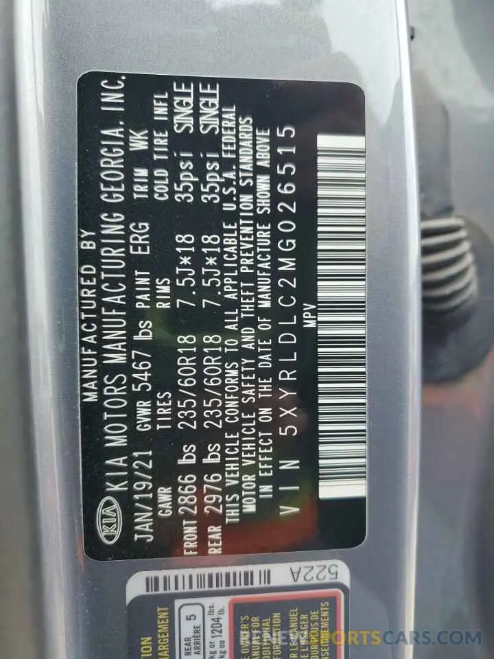 13 Photograph of a damaged car 5XYRLDLC2MG026515 KIA SORENTO 2021
