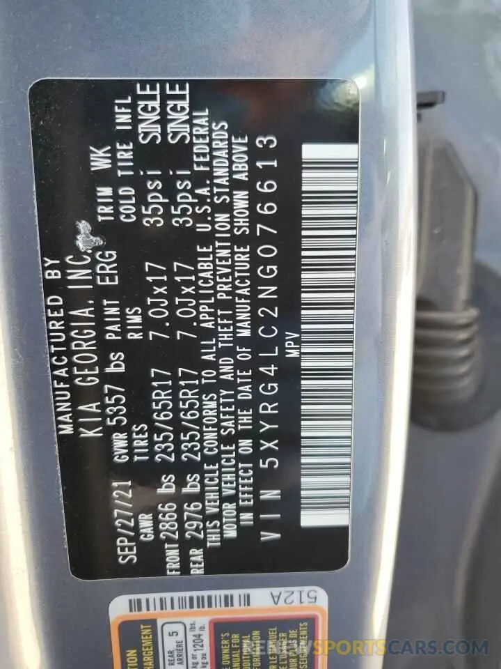 13 Photograph of a damaged car 5XYRG4LC2NG076613 KIA SORENTO 2022