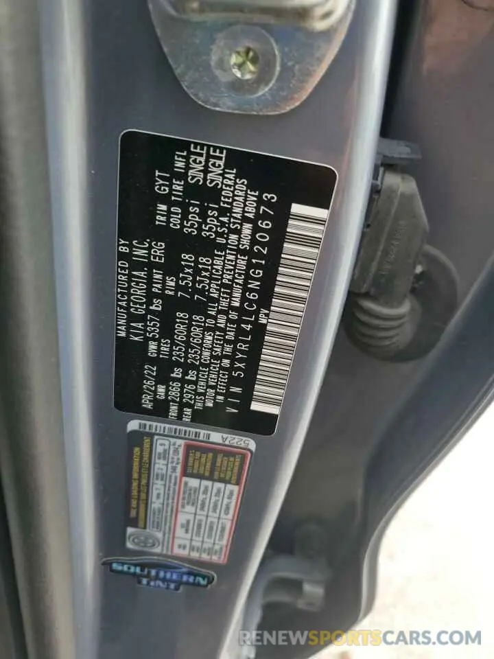 13 Photograph of a damaged car 5XYRL4LC6NG120673 KIA SORENTO 2022