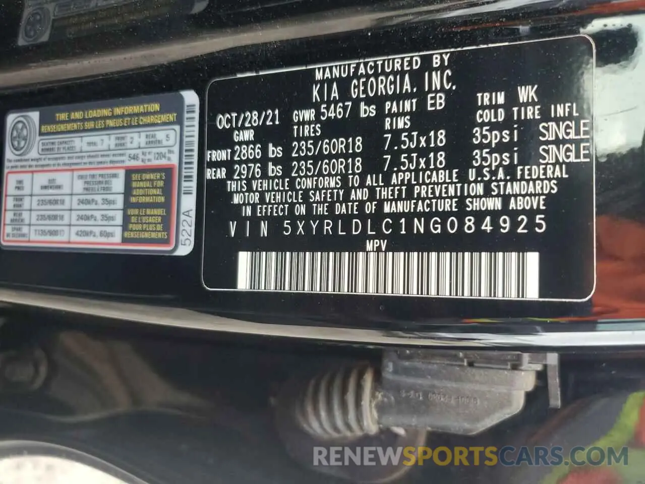14 Photograph of a damaged car 5XYRLDLC1NG084925 KIA SORENTO 2022