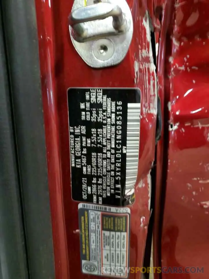 14 Photograph of a damaged car 5XYRLDLC1NG085136 KIA SORENTO 2022
