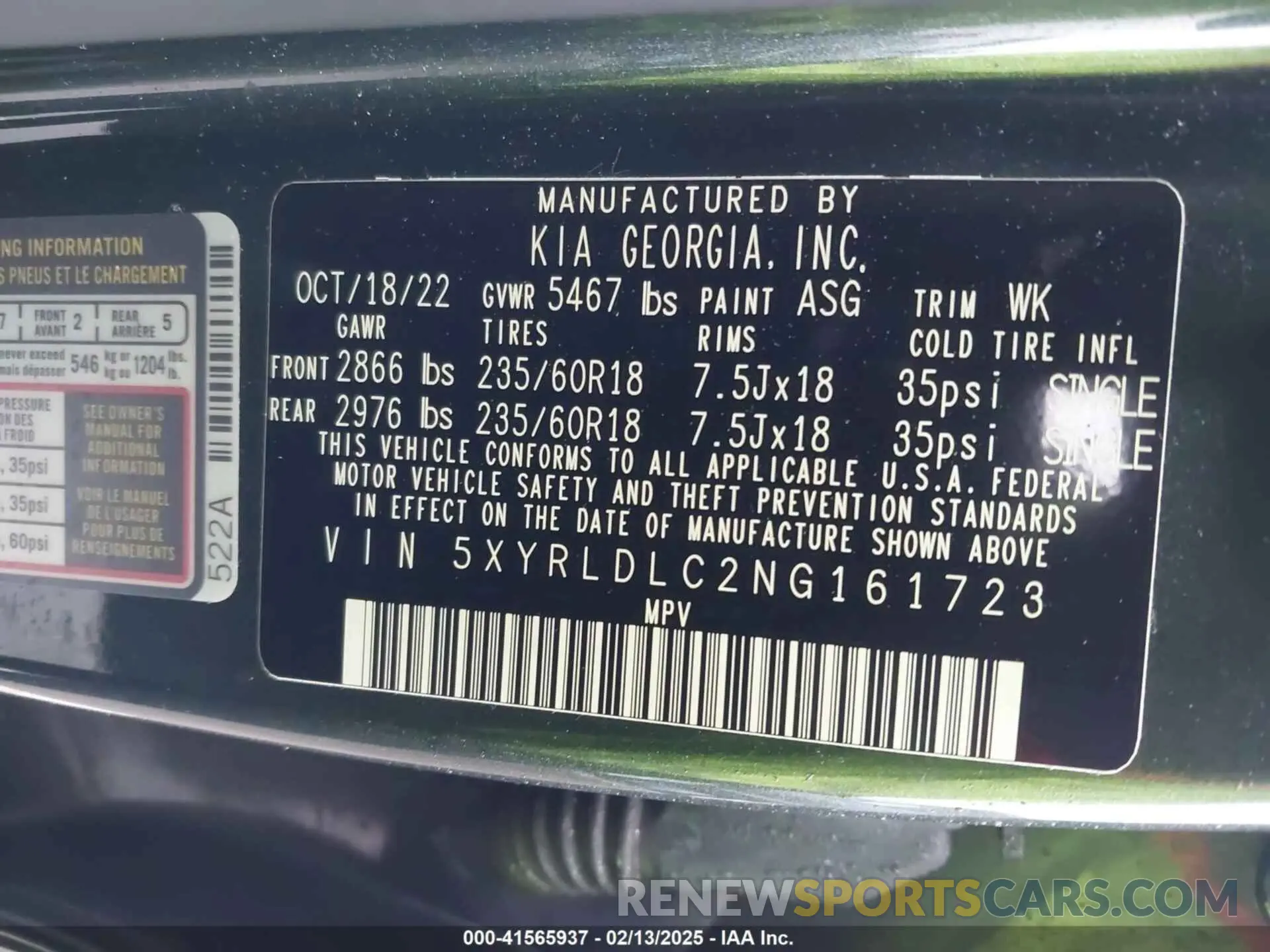 9 Photograph of a damaged car 5XYRLDLC2NG161723 KIA SORENTO 2022