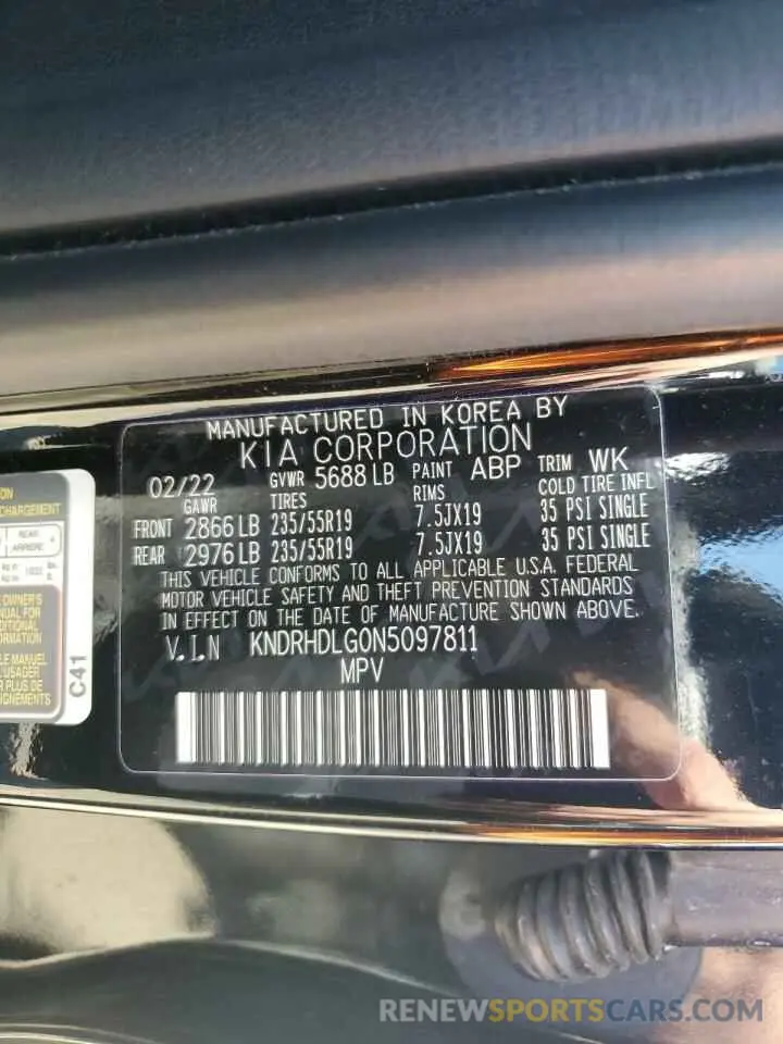 13 Photograph of a damaged car KNDRHDLG0N5097811 KIA SORENTO 2022