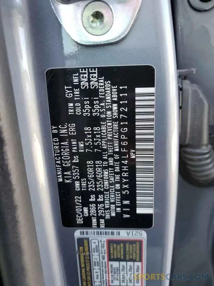 13 Photograph of a damaged car 5XYRH4LF6PG172111 KIA SORENTO 2023