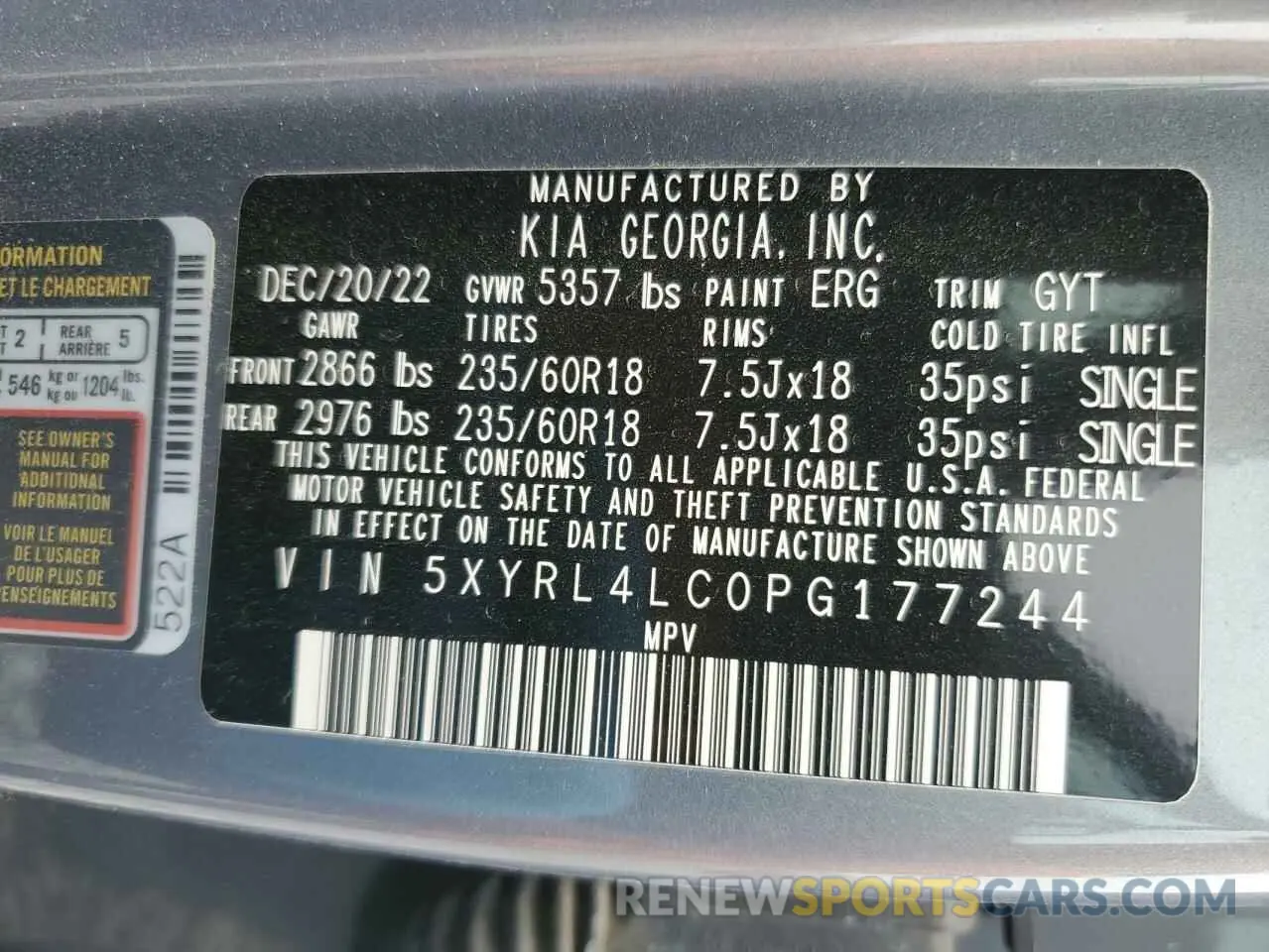 14 Photograph of a damaged car 5XYRL4LC0PG177244 KIA SORENTO 2023