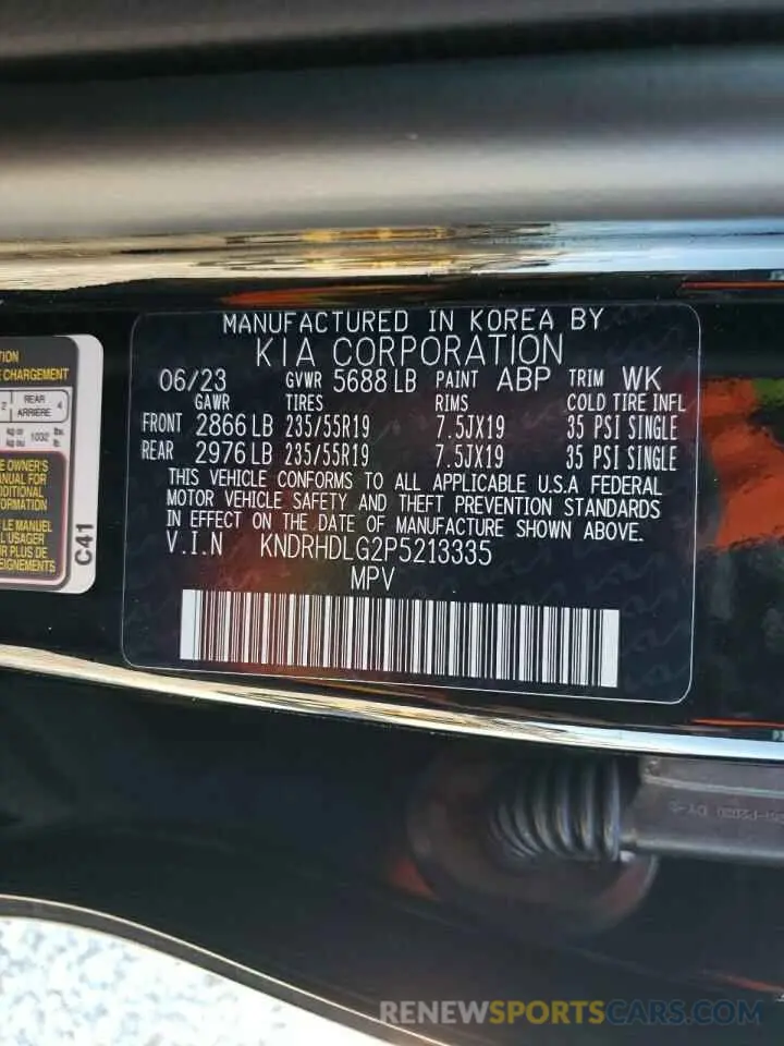 15 Photograph of a damaged car KNDRHDLG2P5213335 KIA SORENTO 2023
